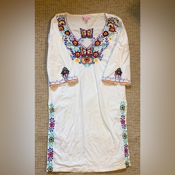 Lisa Curran Embroidered White Kaftan Dress - Picture 8 of 8